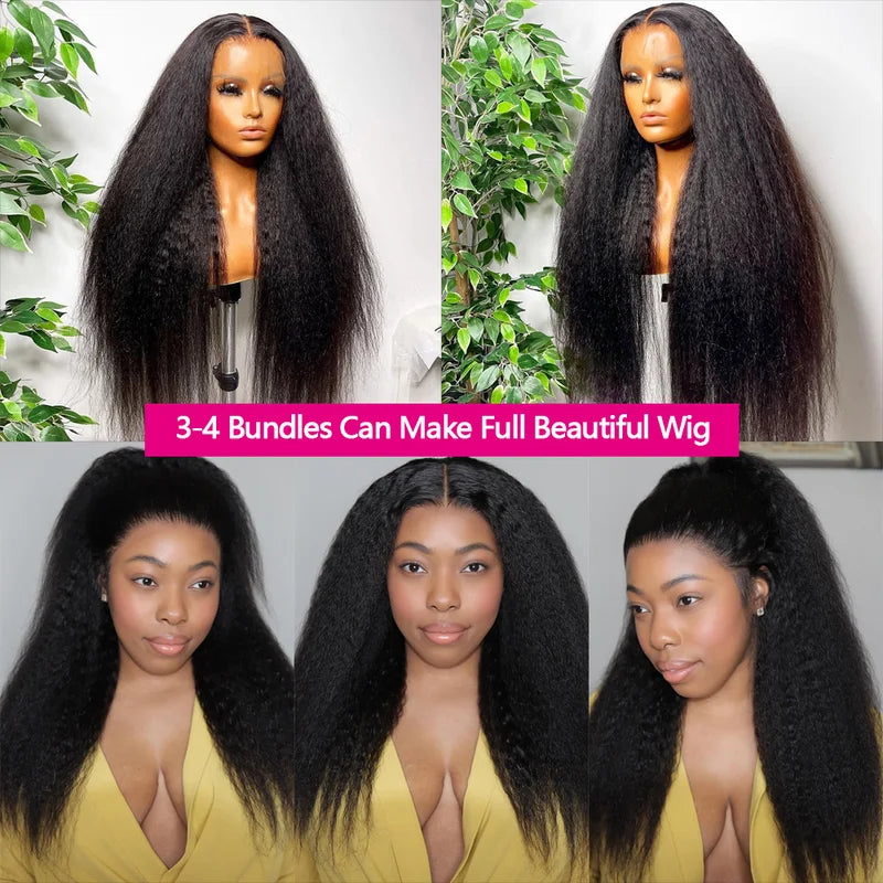 Human Hair Extensions 12A Kinky Straight Bundles - 20, 22, 24 Inch, 100% Remy Hair