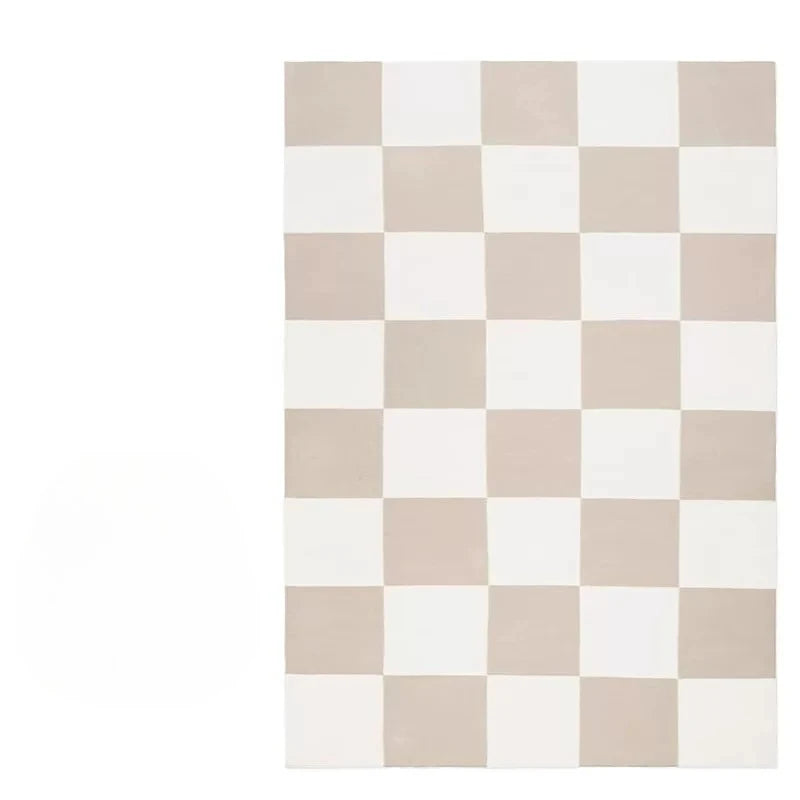 Large Plaid Design Living Room Carpet - Soft Plush Home Floor Mat for Bedroom and Decor