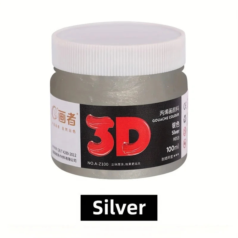 Silver Acrylic Paint 50/100/300ml Waterproof Non-Fading Pearlescent Finish for DIY Art