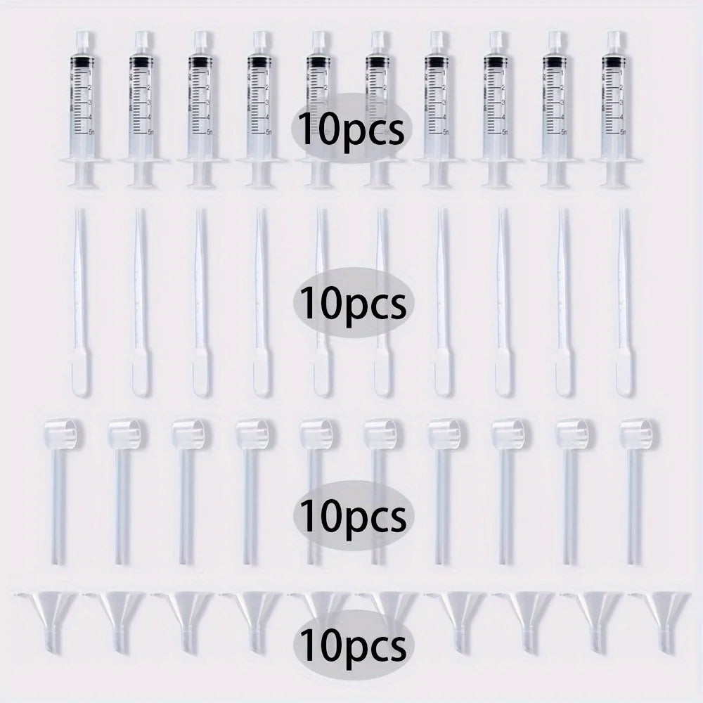 Perfume Sample Set with Plastic Funnel, Pipette, Dropper & Syringe - Travel DIY Cosmetics Kit