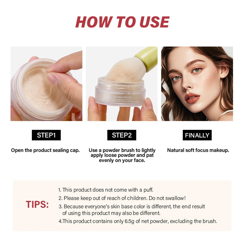 Translucent Setting Powder for Matte Finish Oil Control & Makeup Fixation