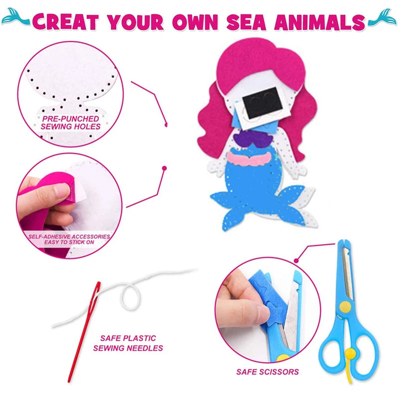 Kids Sewing Craft Kit Woodland Animals DIY Felt Plush Toys Educational Art Set