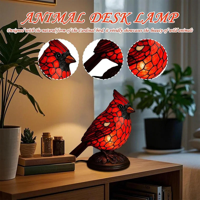 Red Bird Table Lamp - Decorative Night Light for Bedroom & Living Room USB Powered