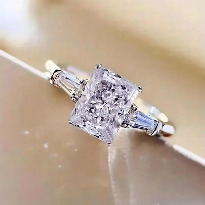 Elegant Square Pink Cubic Zirconia Engagement Ring for Women - Trendy Jewelry Gift