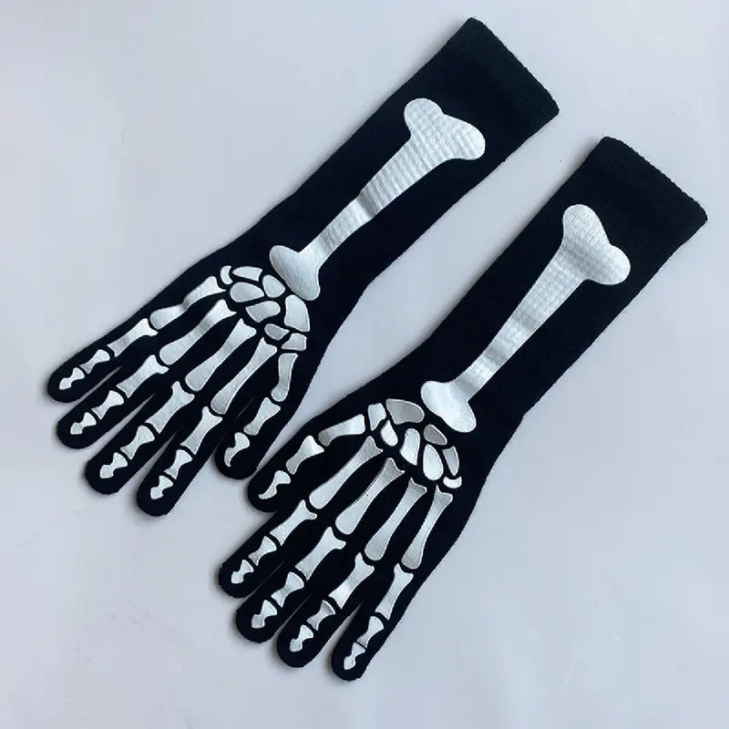 Halloween Skeleton Gloves - Dark Skeleton Pattern for Costume & Horror Parties