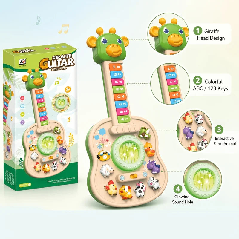 Children's Electronic Guitar with Animal Sounds Lights & Melodies Educational Toy
