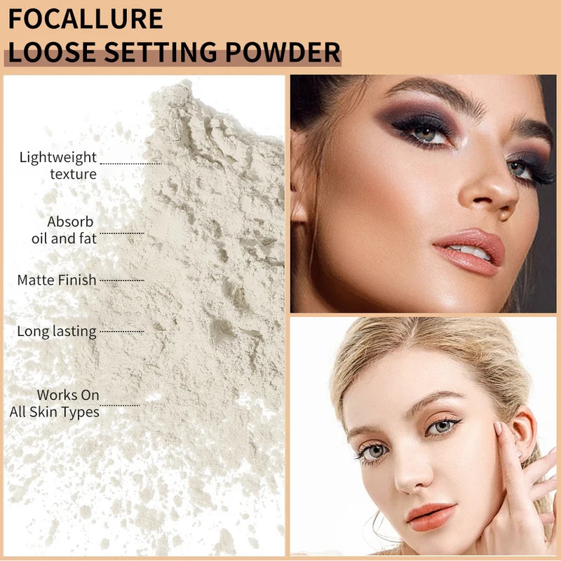 Banana-Shaped Loose Face Powder for Pore Reduction & Matte Finish