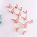 12-Piece 3D Hollow Butterfly Wall Stickers for DIY Home Decor, Party Gifts