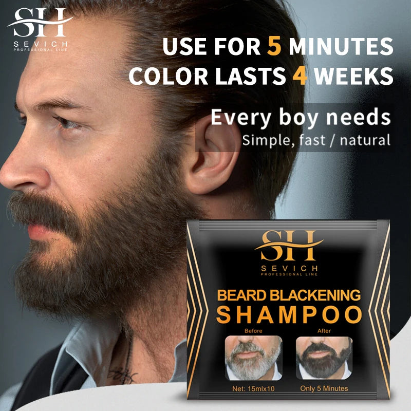 Black Beard Dye Cream - Natural, Fast Permanent Gray Hair Cover, Men’s Beard Coloring