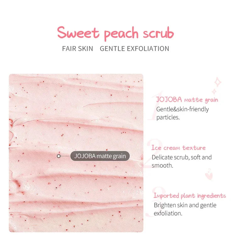 Honey Peach Body Scrub Exfoliating Deep Clean Moisturizing for Face & Body