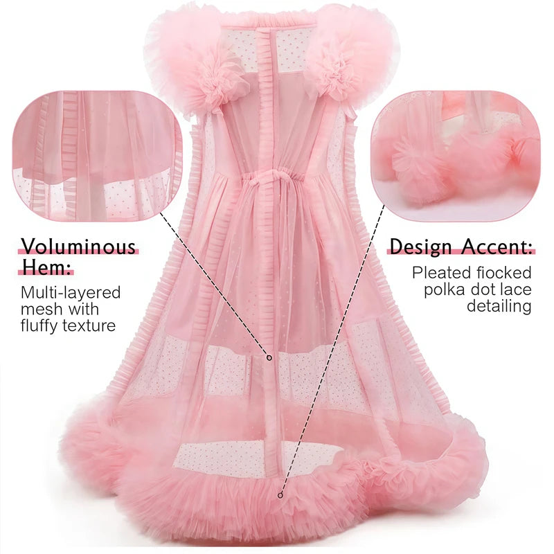 Kids Pink Ruffle Princess Costume Dress for Halloween & Parties