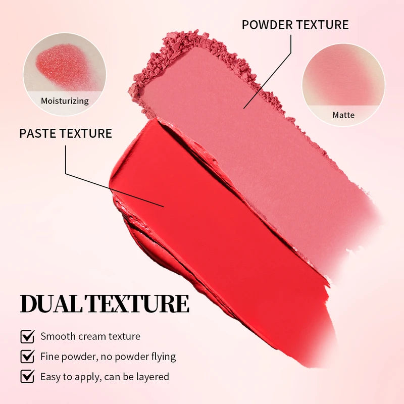 Cream & Powder Blush Duo - Long-Lasting Highly Pigmented Face Makeup