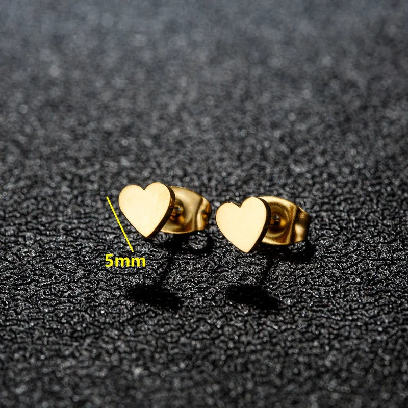Stainless Steel Heart Earrings for Women - Trendy Fashion Stud Jewelry