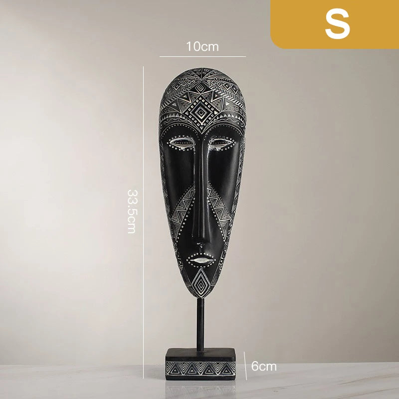 African Style Handmade Resin Face Mask Sculpture - Retro Home Decor Ornament