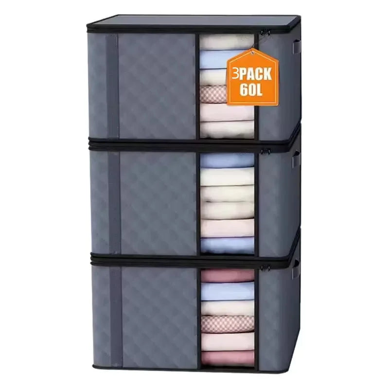 Large Capacity Clothing Storage Bags 3/6-Pack with Transparent Window and Zipper