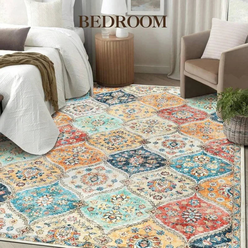Bohemian Moroccan Style Area Rug Non-Slip Soft Carpet for Living Room Bedroom Home Decor