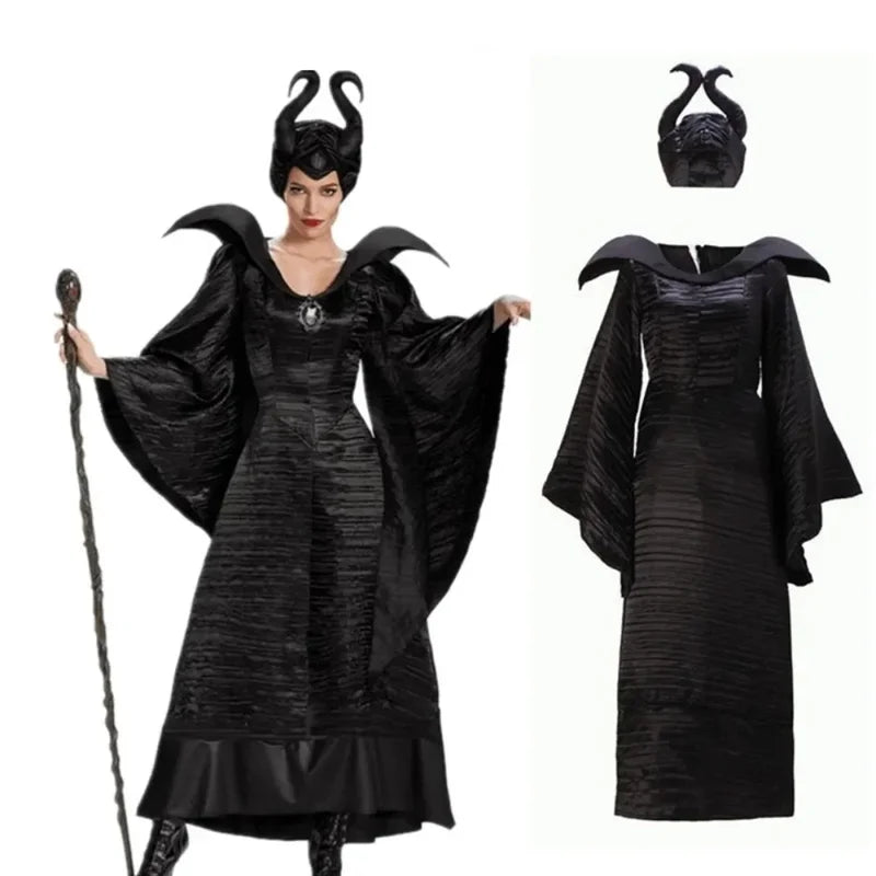 Maleficent Witch Costume Dress for Women Halloween Gothic Vampire Stepmother