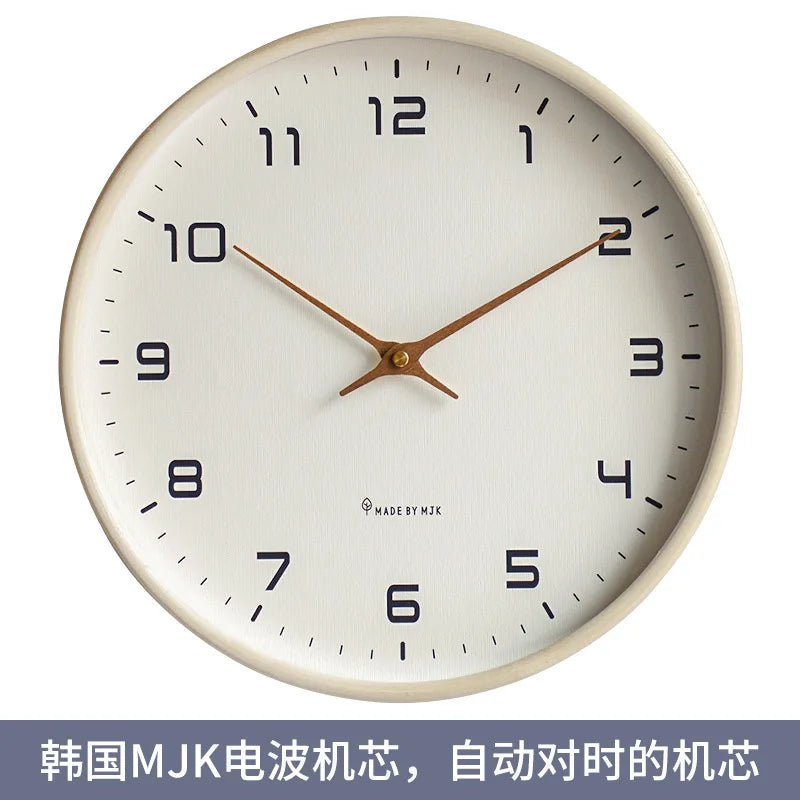 Nordic Style 12-Inch Wooden Wall Clock Modern Minimalist Quiet Living Room Decor