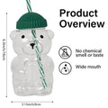 Cute Bear-Shaped Plastic Coffee Mug with Straw 550ML - Child & Adult Drinkware
