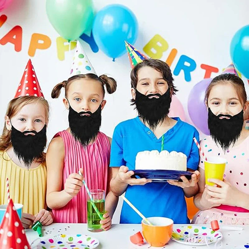 Fake Santa Beard for Costume Parties - Realistic Long White & Black Beard