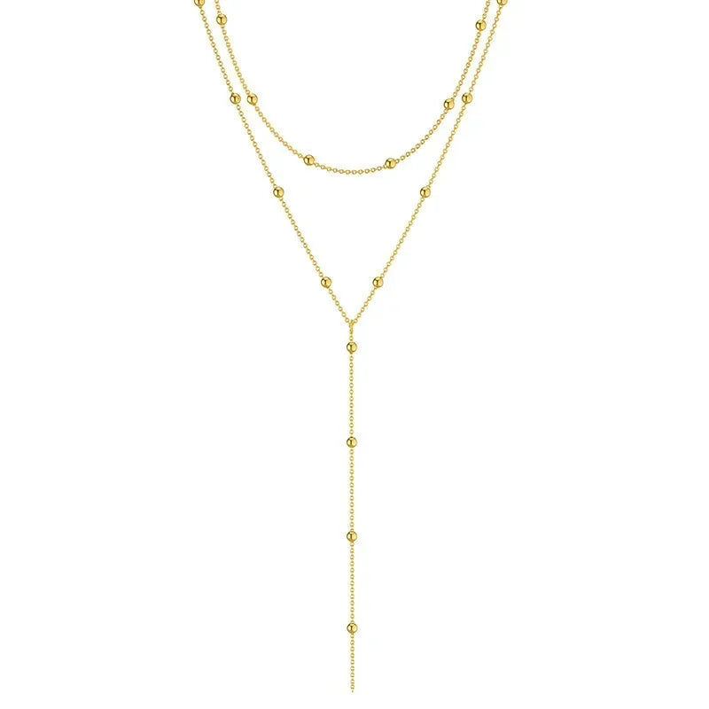 Gold Plated Lariat Necklace for Women Long Chain Drop Pendant Jewelry Gift
