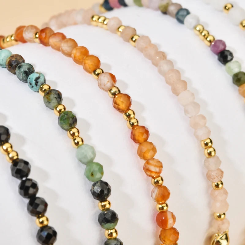 Natural Stone Beaded Bracelet for Women - Colorful Bohemian Friendship Jewelry