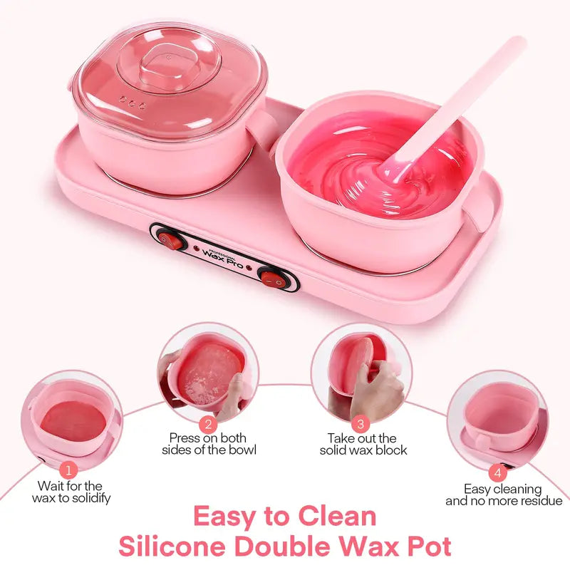Double Wax Warmer for Hair Removal - Portable Home Salon Kit for Body and Face