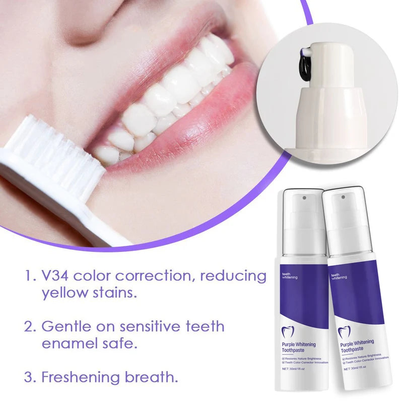 Purple Whitening Toothpaste for Brightening and Fresh Breath - Daily Oral Care