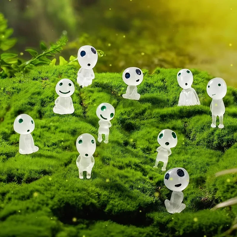 10pcs Luminous Resin Ghost Figures for Aquarium and Halloween Decor - Miniature Alien Crafts