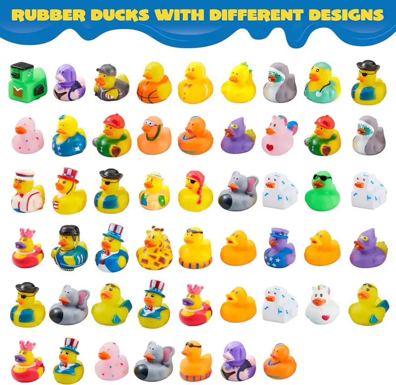 Mini Rubber Ducks Assortment Set - 120 Pack Bath & Pool Toys for Kids