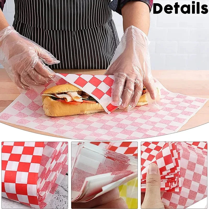 25Pcs Food Grade Wax Paper Food Wraps for Sandwiches, Bread & Fries