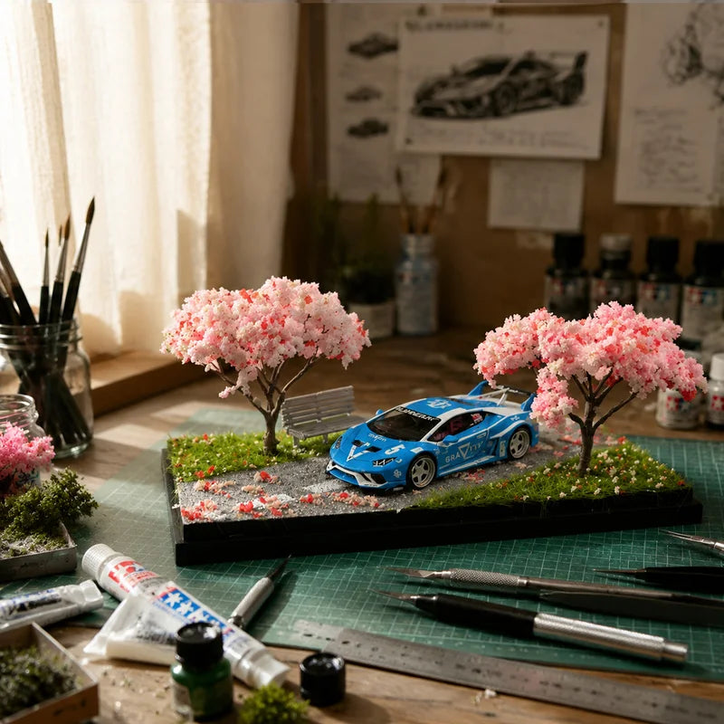 Miniature Cherry Blossom Diorama Ornament for Photography & Decor