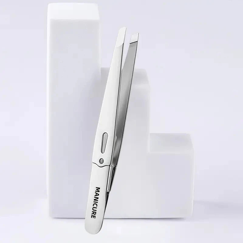 Stainless Steel Eyebrow Tweezers with Angled Tips for Hair Removal
