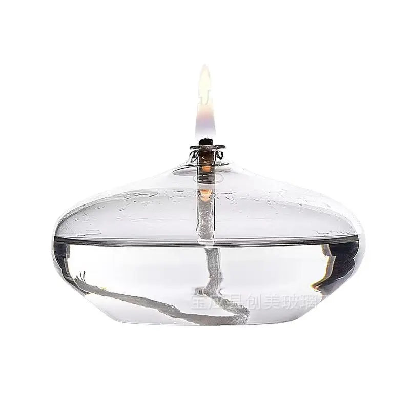 Handcrafted Glass Candle Holder Oil Lamp for Table Decor, Christmas Home Accent