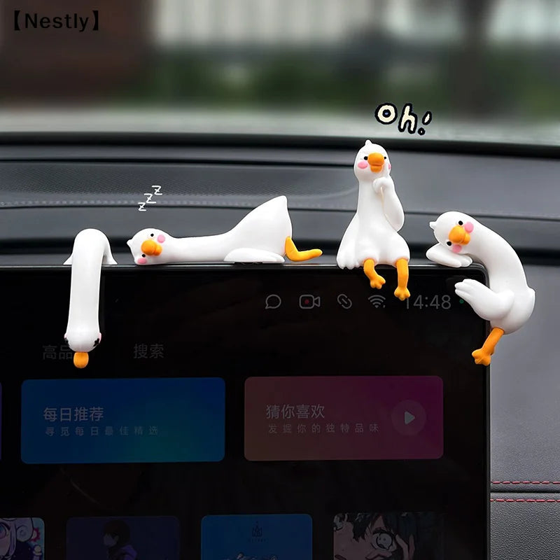 Cute Resin Animal Decor for Desk Car Monitor - 3D Duck Figurine Gift