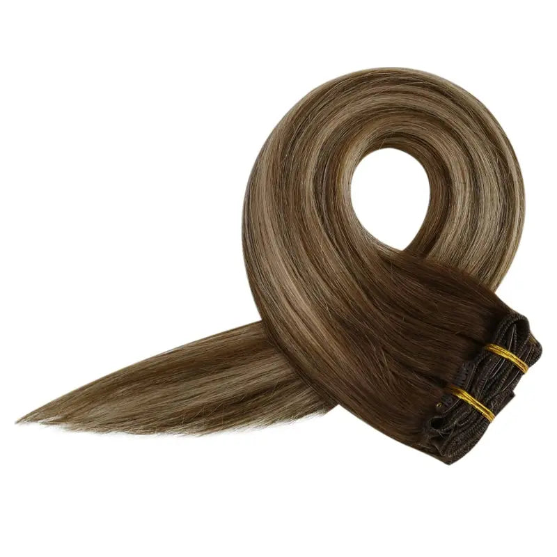 Full Shine Human Hair Clip-In Extensions 7PCS - Natural Straight & Wavy Hair