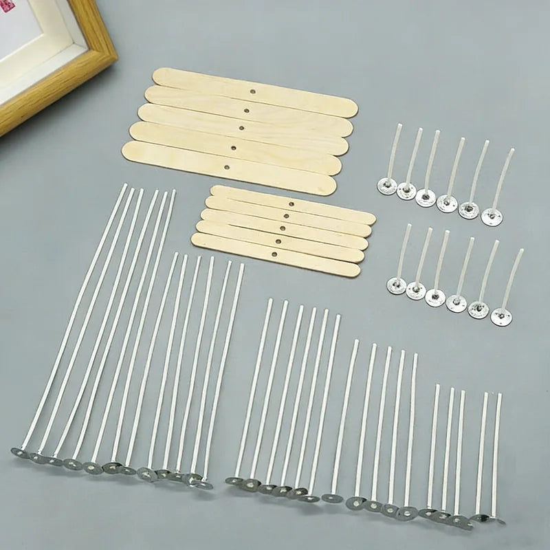 Pre-Waxed Candle Wicks with Wooden Centering Sticks for Soy, Beeswax, DIY Candle Making