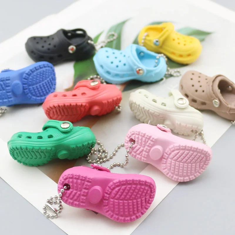 Mini EVA Shoe Charms Keychain Set - Colorful Croc Shoe Pendants for DIY Accessories