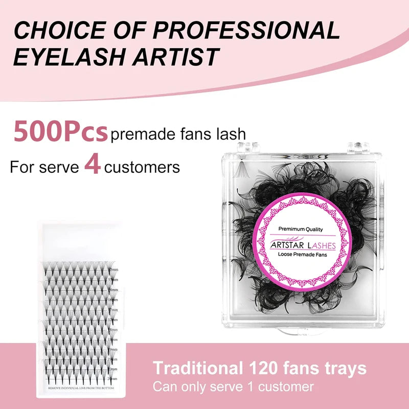Premade Volume Eyelash Extensions 4D-20D Fans Long Stem Professional Lashes
