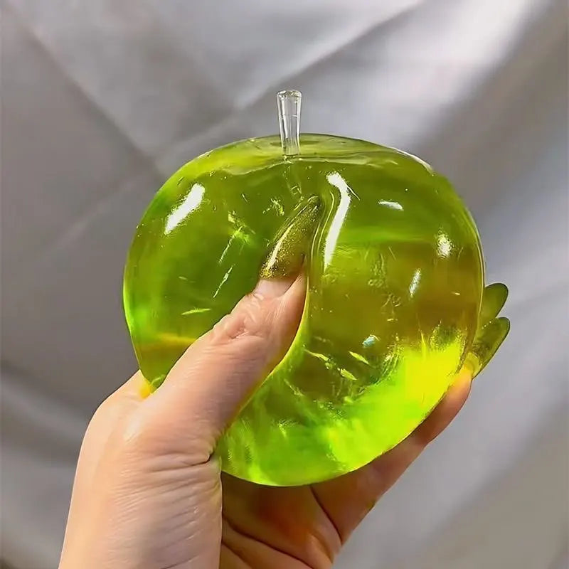 Sensory Fidget Toy Apple Maltose Squishy Decompression Toy for Relaxation - Green Pink