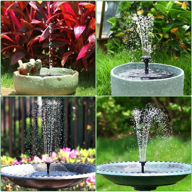 Outdoor Solar Fountain Pump Kit with 6 Nozzles for Garden Pond Decoration