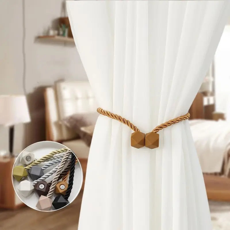 Magnetic Window Curtain Tiebacks 2Pcs Adjustable Rhombus Style Home Decor