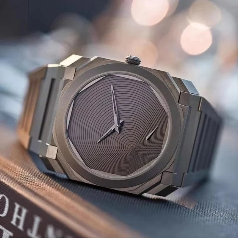 Men's Quartz Watch with Stainless Steel Strap Waterproof Square Casual Wristwatch
