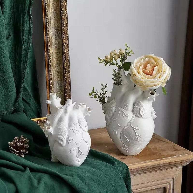 Large Heart-Shaped Resin Flower Pot Vase for Home Decor, Arts & Crafts