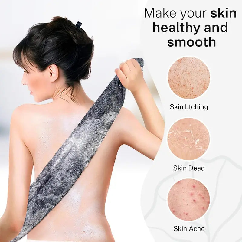 Exfoliating Bath Towel & Back Scrubber Set - Soft Shower Sponge for Body Cleansing
