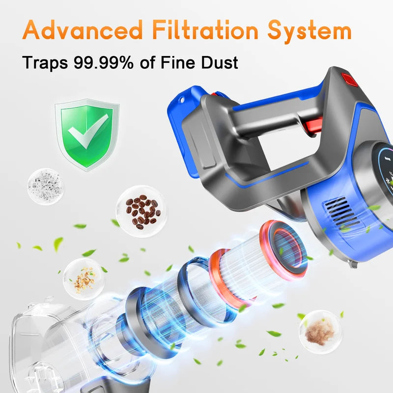 Cordless Handheld Vacuum Cleaner with Strong Suction & LED Light for Pet Hair and Carpet Cleaning