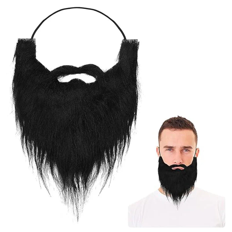 Fake Santa Beard for Parties Halloween Costume Accessory Long White Hair Black or Khaki
