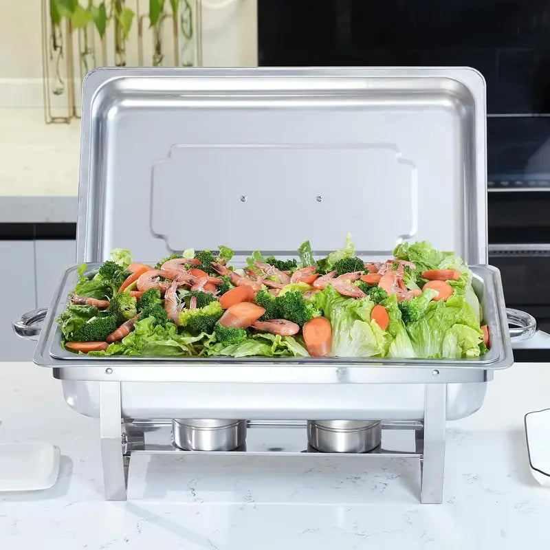 8QT Stainless Steel Chafing Dish Buffet Set with Fuel Holders for Catering & Parties