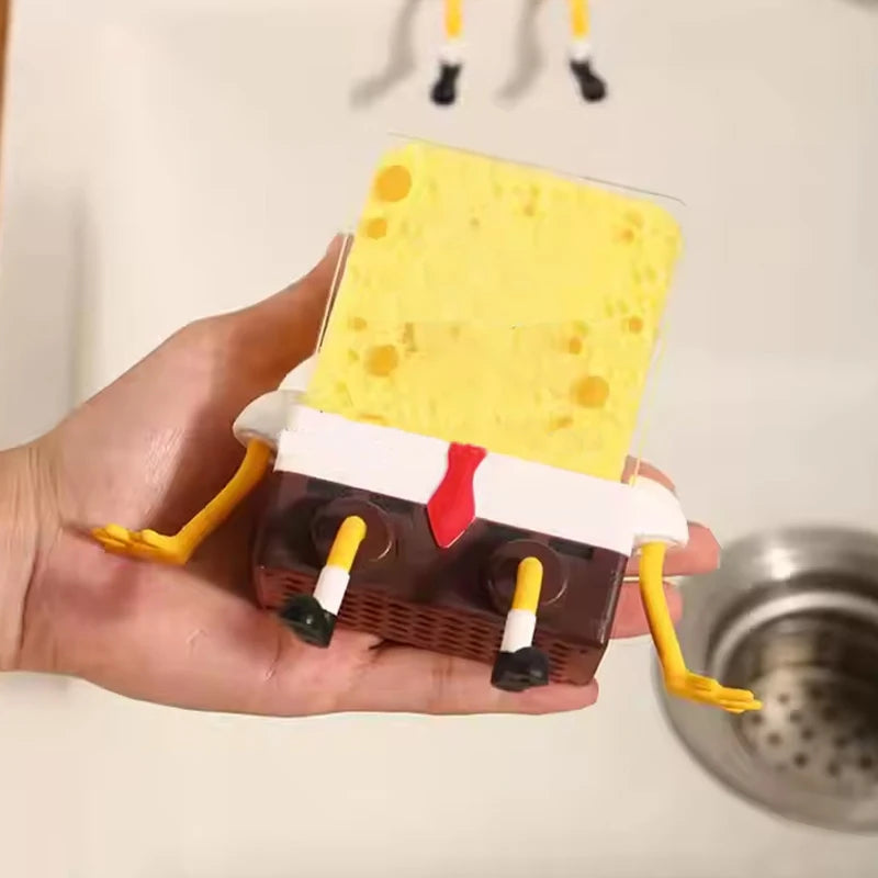 Kitchen Sink Drainage Rack Wall-Mounted Dishwashing Brush Holder Organizer