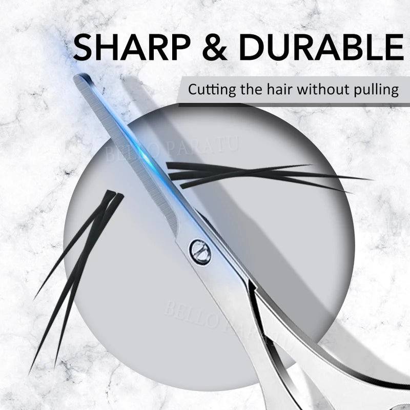 Nose Hair Scissors Trimmer - Stainless Steel Facial Hair Grooming Tool